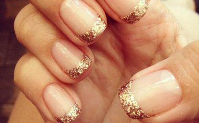 Try out this French manicure with a golden twist.