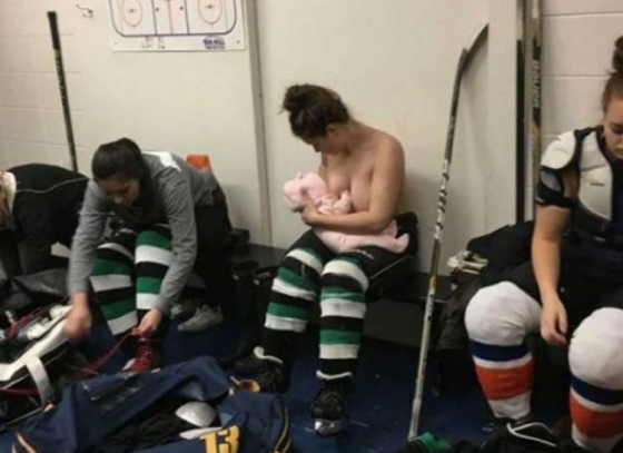 Hockey Player Breastfed Her Baby in Game Break