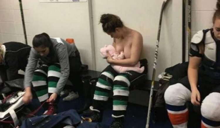 Hockey Player Breastfed Her Baby in Game Break